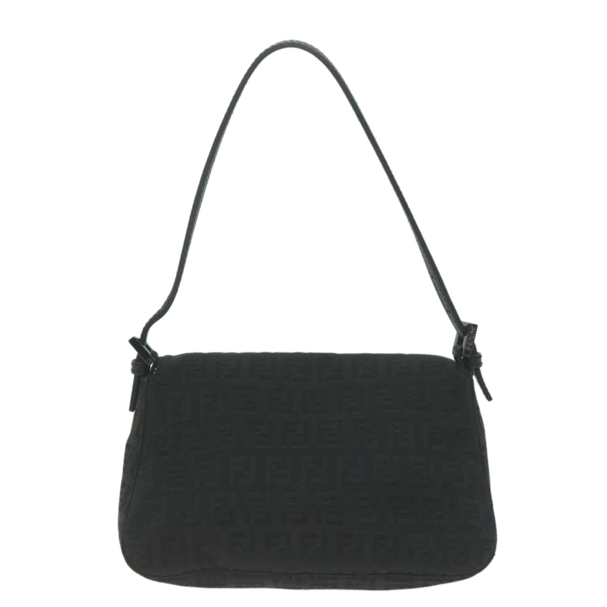 FENDI Zucchino Canvas Mamma Baguette Shoulder Bag Black65904