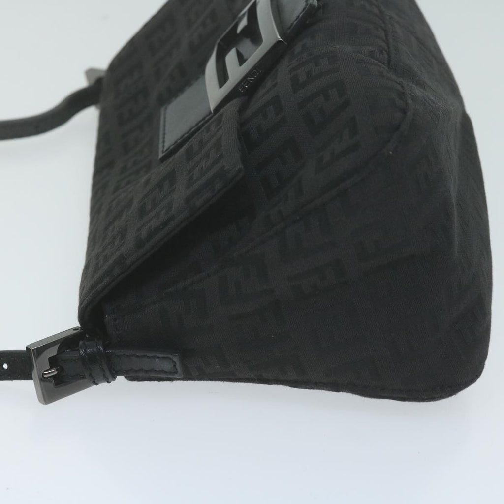 FENDI Zucchino Canvas Mamma Baguette Shoulder Bag Black65904