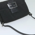 FENDI Zucchino Canvas Mamma Baguette Shoulder Bag Black65904