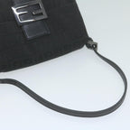FENDI Zucchino Canvas Mamma Baguette Shoulder Bag Black65904