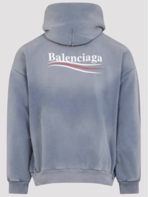 Balenciaga Logo Print Medium Fit Hoodie Fade Blue