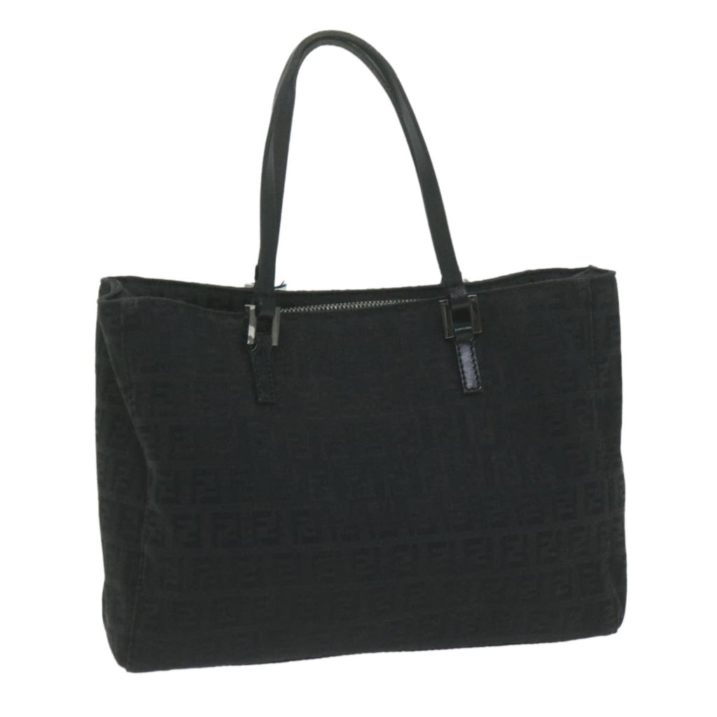 FENDI Zucchino Canvas Hand Bag Black 8BL02565922