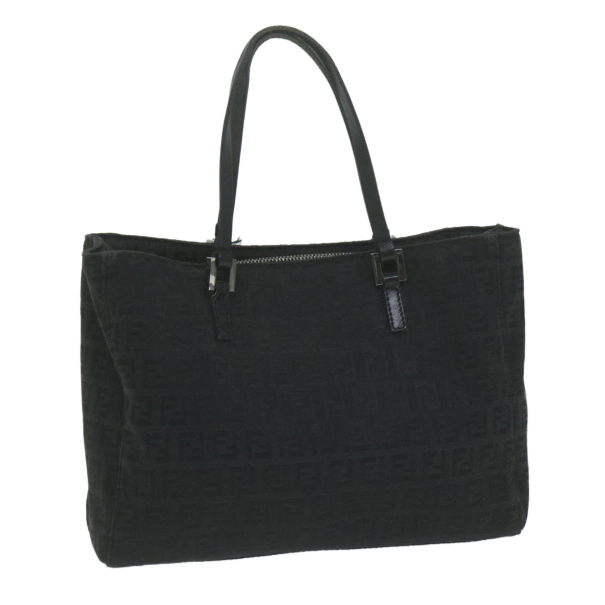 FENDI Zucchino Canvas Hand Bag Black 8BL02565922