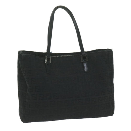 FENDI Zucchino Canvas Hand Bag Black 8BL02565922