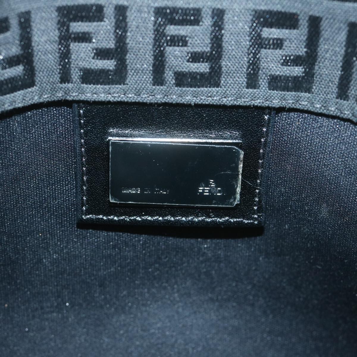 FENDI Zucchino Canvas Hand Bag Black 8BL02565922