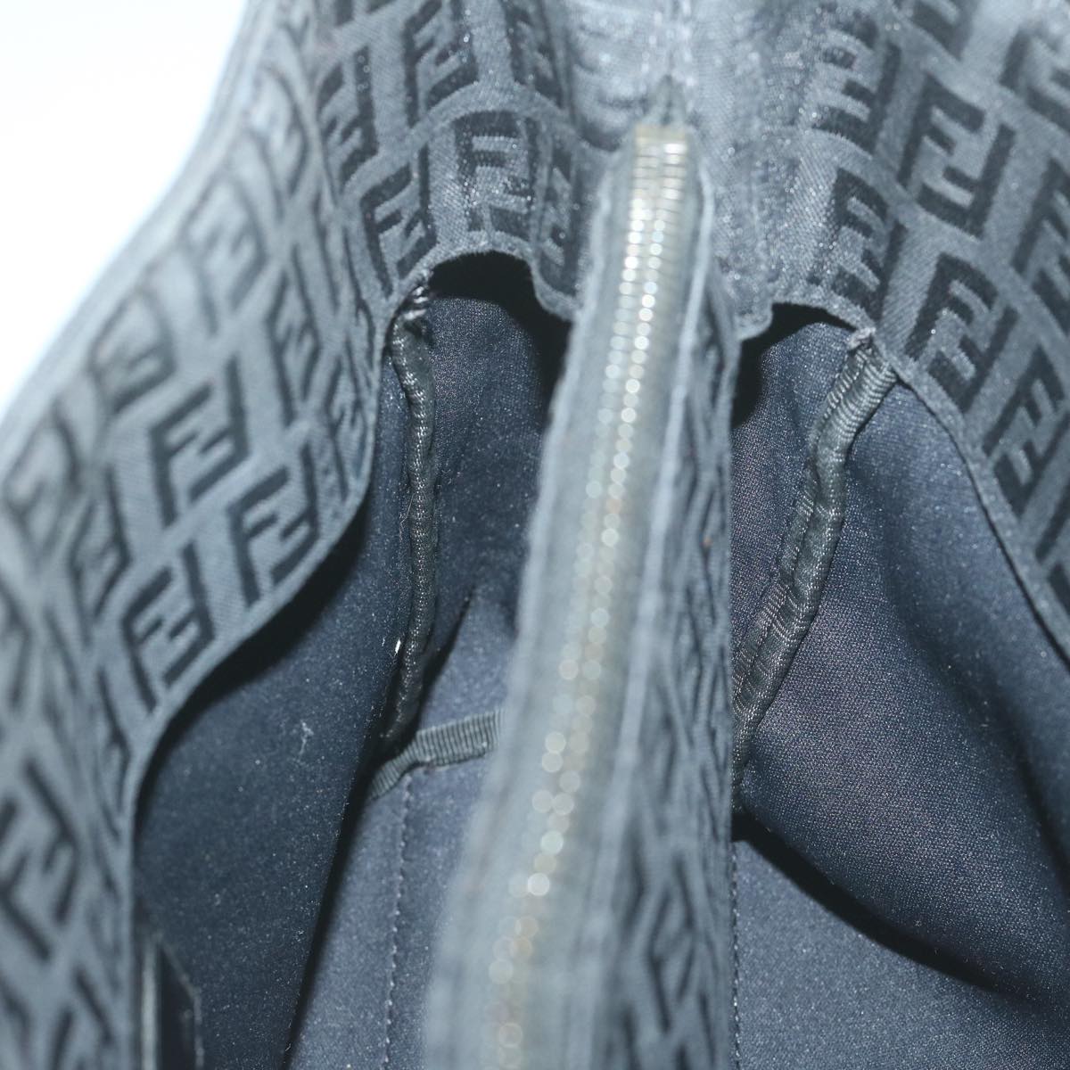 FENDI Zucchino Canvas Hand Bag Black 8BL02565922