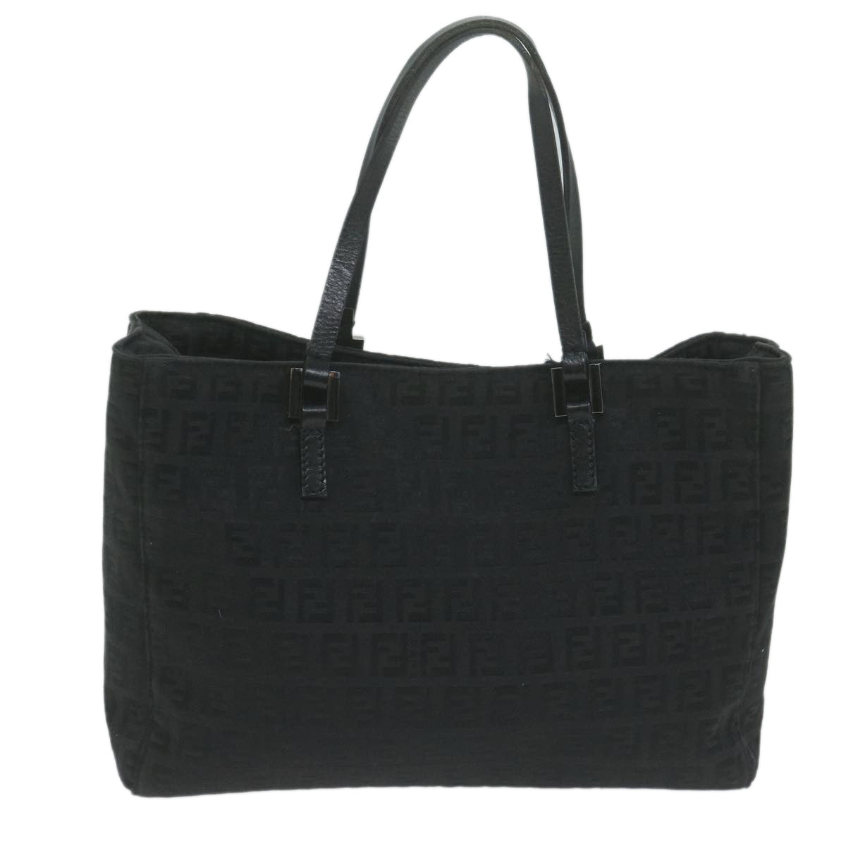 FENDI Zucchino Canvas Hand Bag Black 8BL02565922
