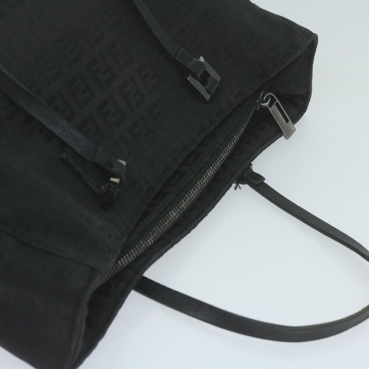 FENDI Zucchino Canvas Hand Bag Black 8BL02565922