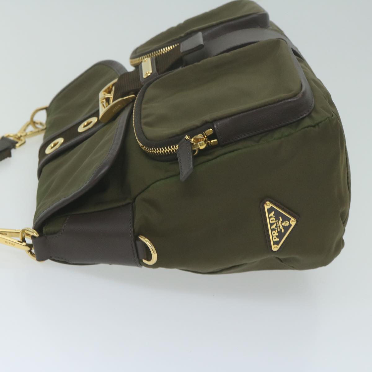 PRADA Shoulder Bag Nylon Khaki  65951