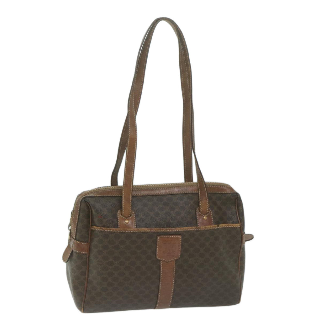 CELINE Macadam Canvas Shoulder Bag PVC Leather Brown  65957