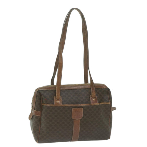 CELINE Macadam Canvas Shoulder Bag PVC Leather Brown  65957