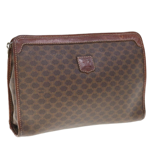 CELINE Macadam Canvas Clutch Bag PVC Brown Auth 65968