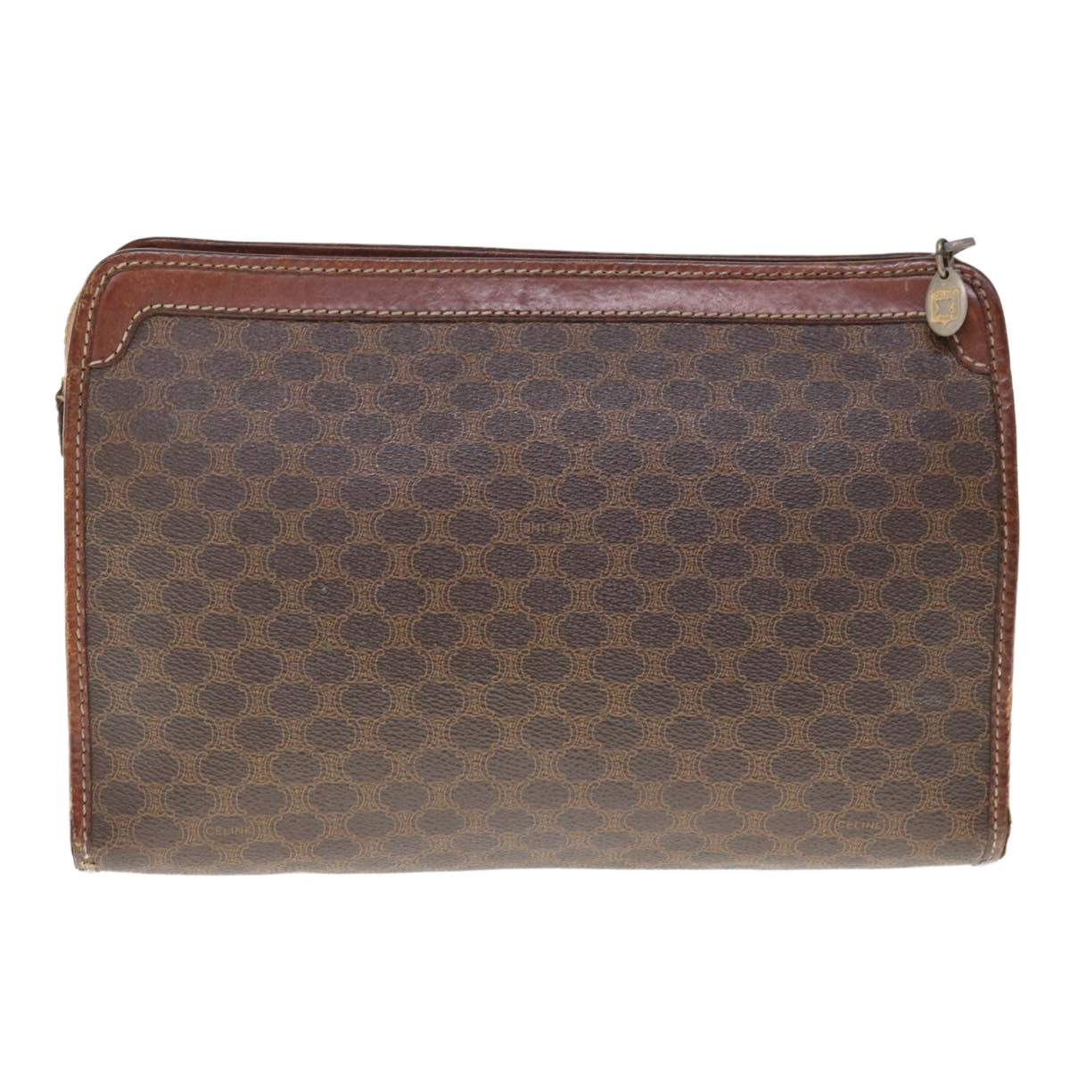 CELINE Macadam Canvas Clutch Bag PVC Brown Auth 65968