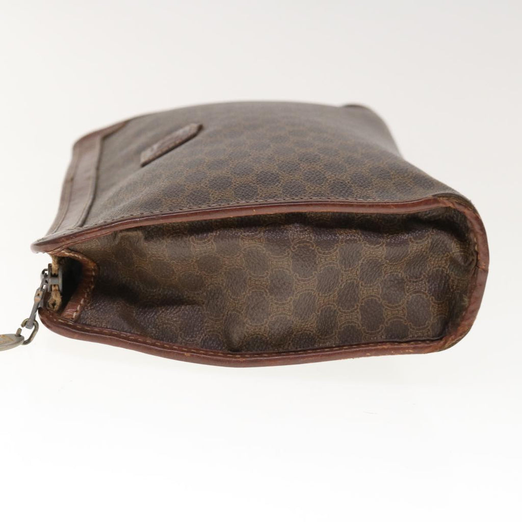 CELINE Macadam Canvas Clutch Bag PVC Brown Auth 65968