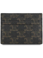 CELINE Triomphe Card Holder in Triomphe Canvas Tan