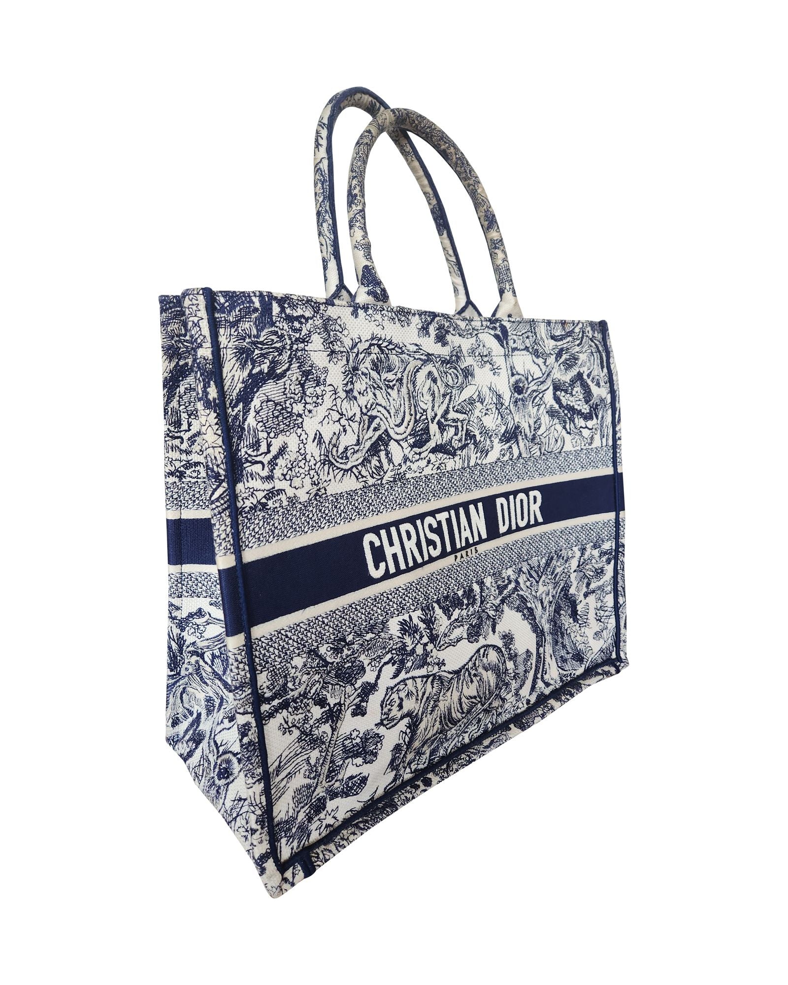 Dior Book Small Tote Bag in Navy Blue Canvas