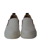 Chloe Lauren Scalloped Slip-on Sneakers in White Leather