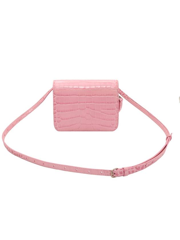 Balenciaga Pink crocodile embossed calfskin B small shoulder bag