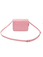 Balenciaga Pink crocodile embossed calfskin B small shoulder bag