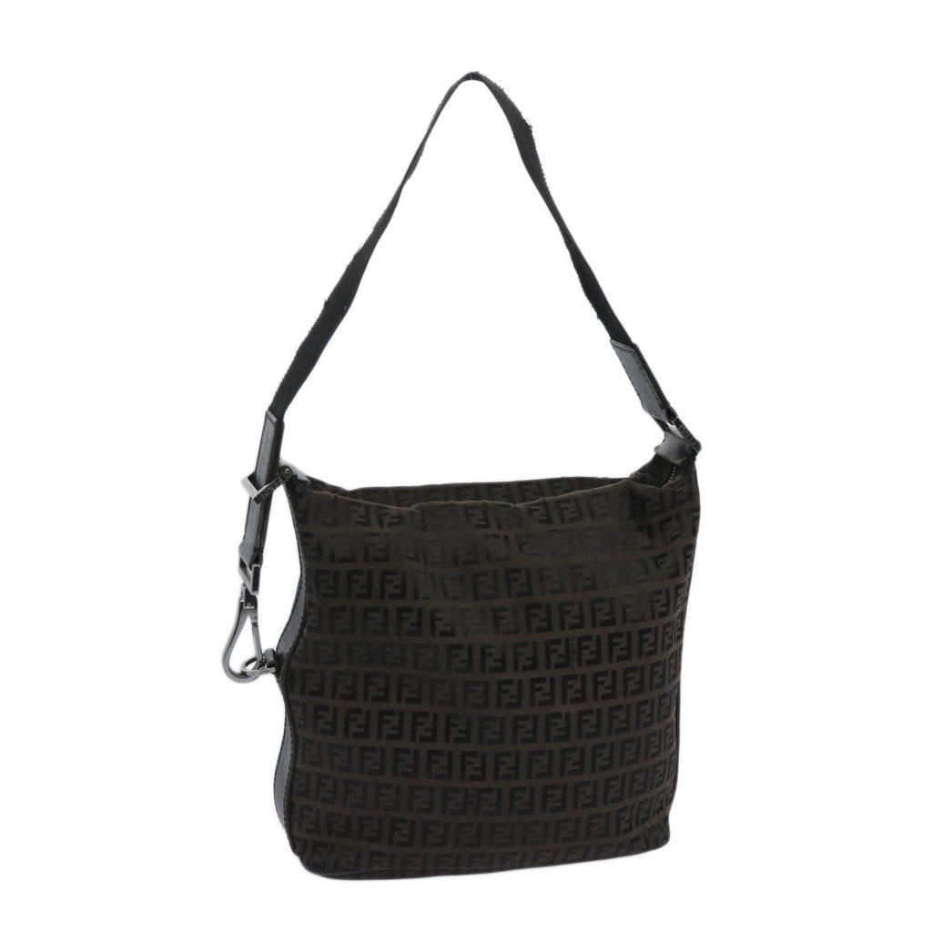 FENDI Zucchino Canvas Shoulder Bag Brown66016
