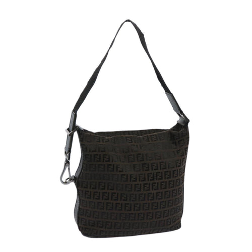 FENDI Zucchino Canvas Shoulder Bag Brown66016