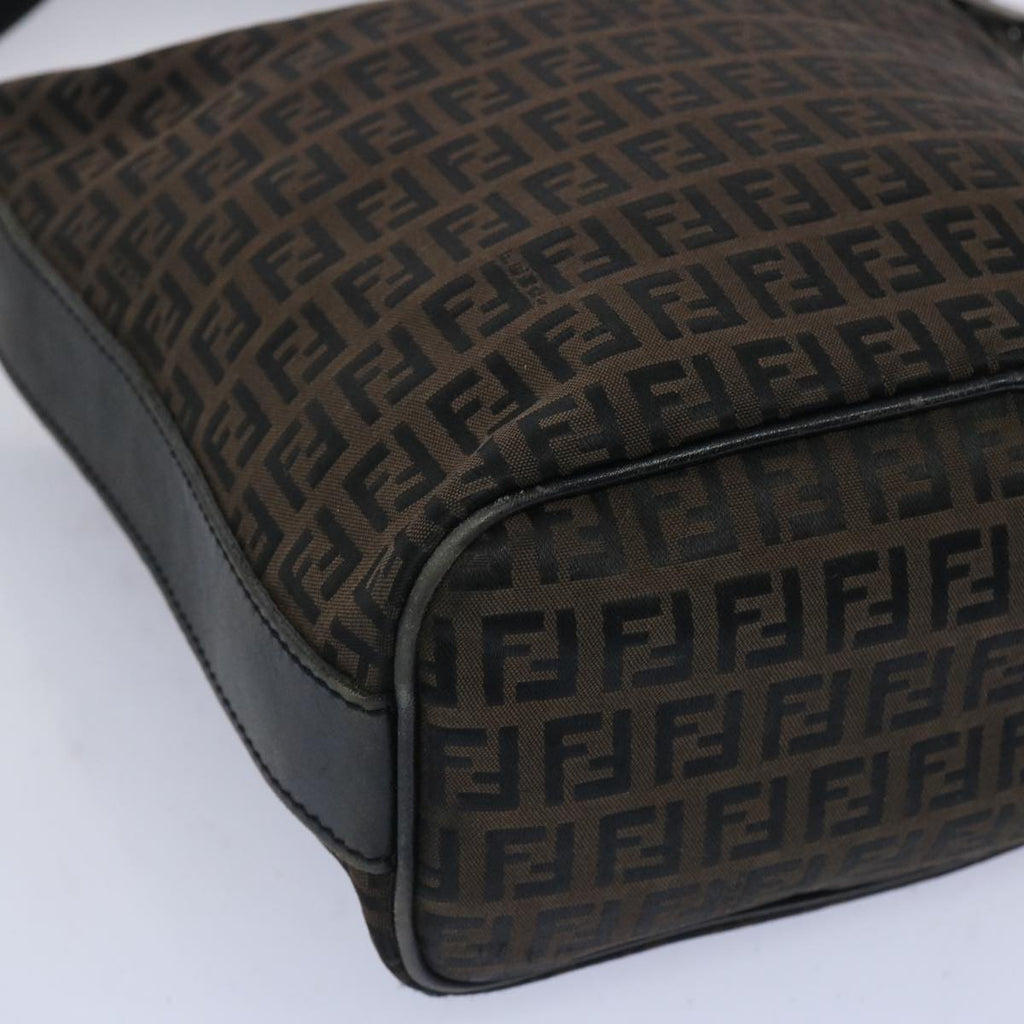 FENDI Zucchino Canvas Shoulder Bag Brown66016