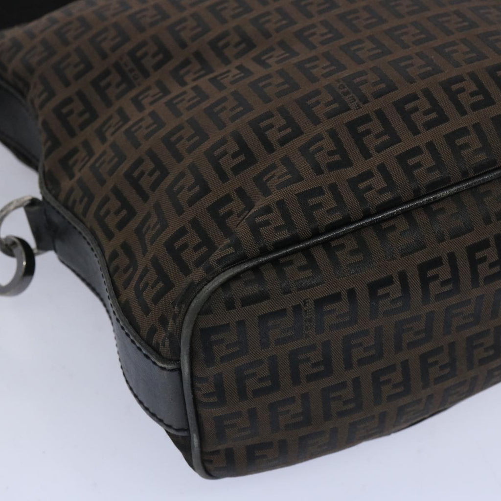 FENDI Zucchino Canvas Shoulder Bag Brown66016