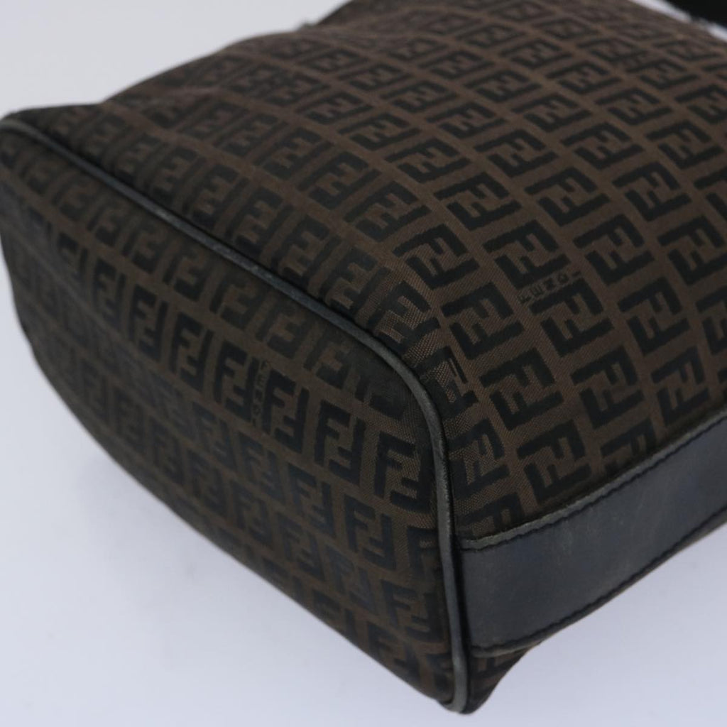 FENDI Zucchino Canvas Shoulder Bag Brown66016