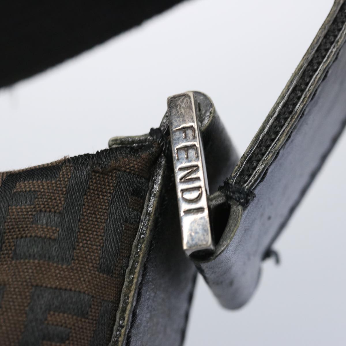FENDI Zucchino Canvas Shoulder Bag Brown66016