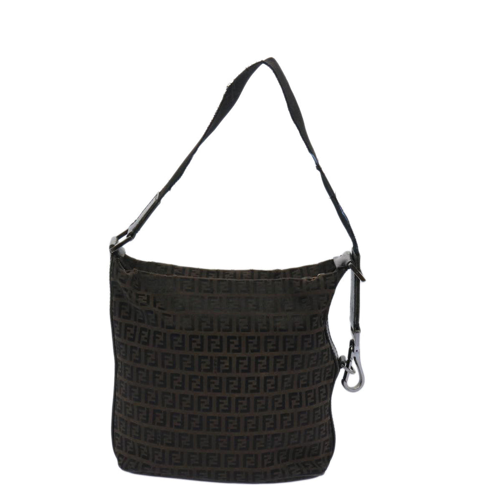 FENDI Zucchino Canvas Shoulder Bag Brown66016