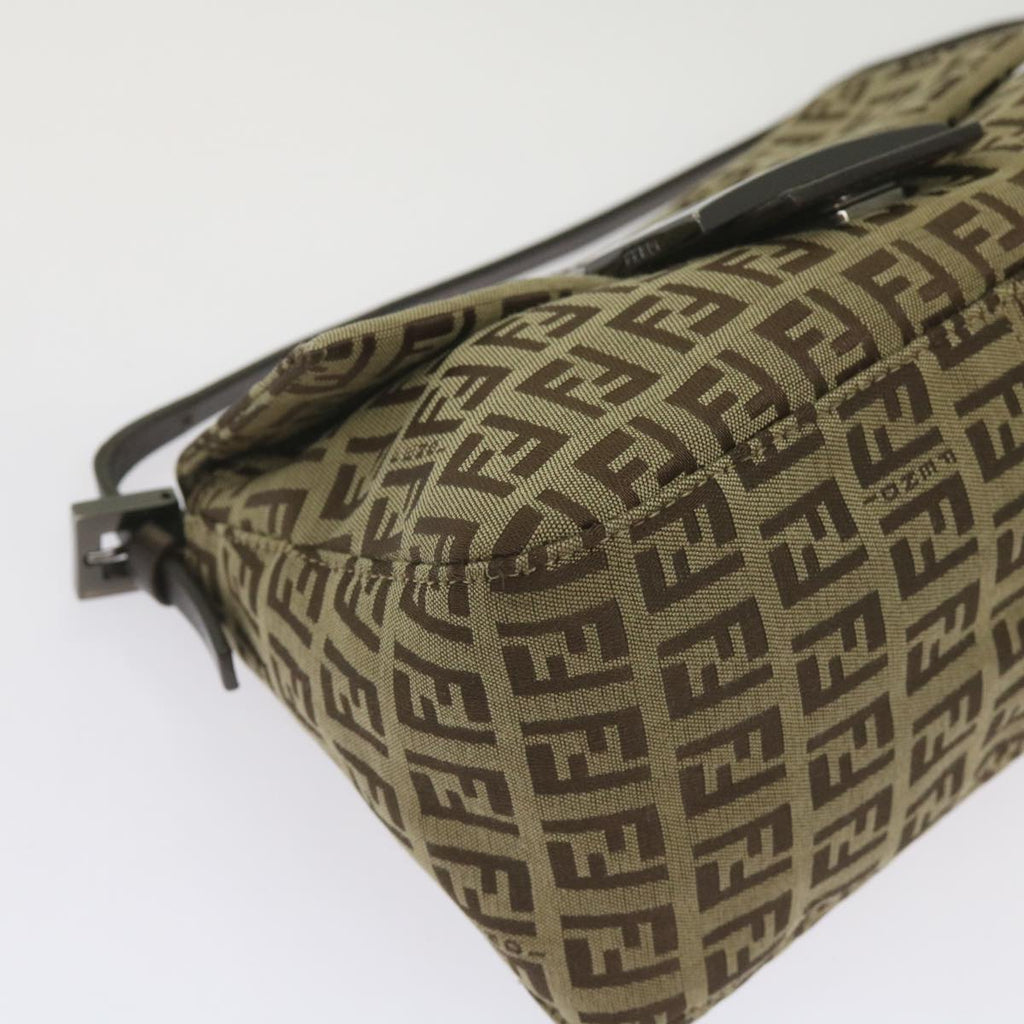FENDI Zucchino Canvas Mamma Baguette Shoulder Bag Beige66042