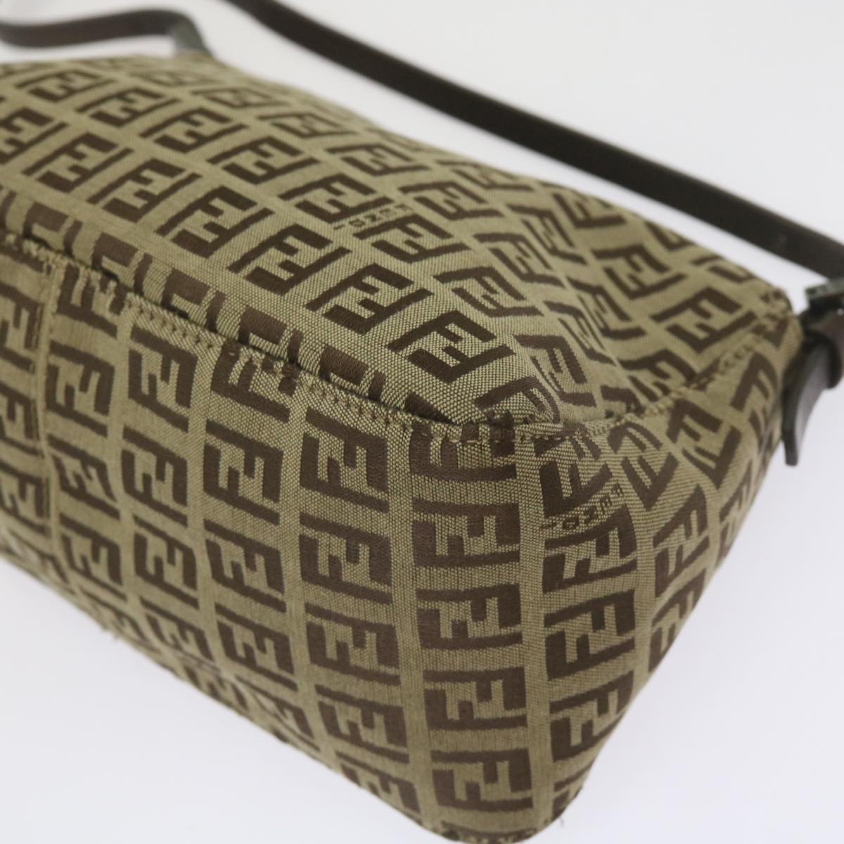 FENDI Zucchino Canvas Mamma Baguette Shoulder Bag Beige66042