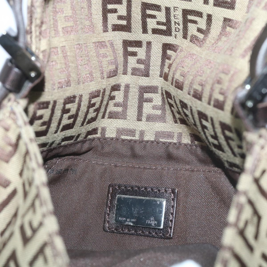 FENDI Zucchino Canvas Mamma Baguette Shoulder Bag Beige66042