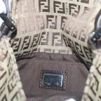 FENDI Zucchino Canvas Mamma Baguette Shoulder Bag Beige66042