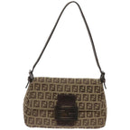 FENDI Zucchino Canvas Mamma Baguette Shoulder Bag Beige66042