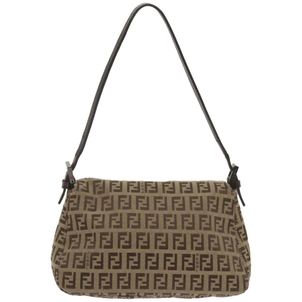FENDI Zucchino Canvas Mamma Baguette Shoulder Bag Beige66042