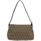 FENDI Zucchino Canvas Mamma Baguette Shoulder Bag Beige66042