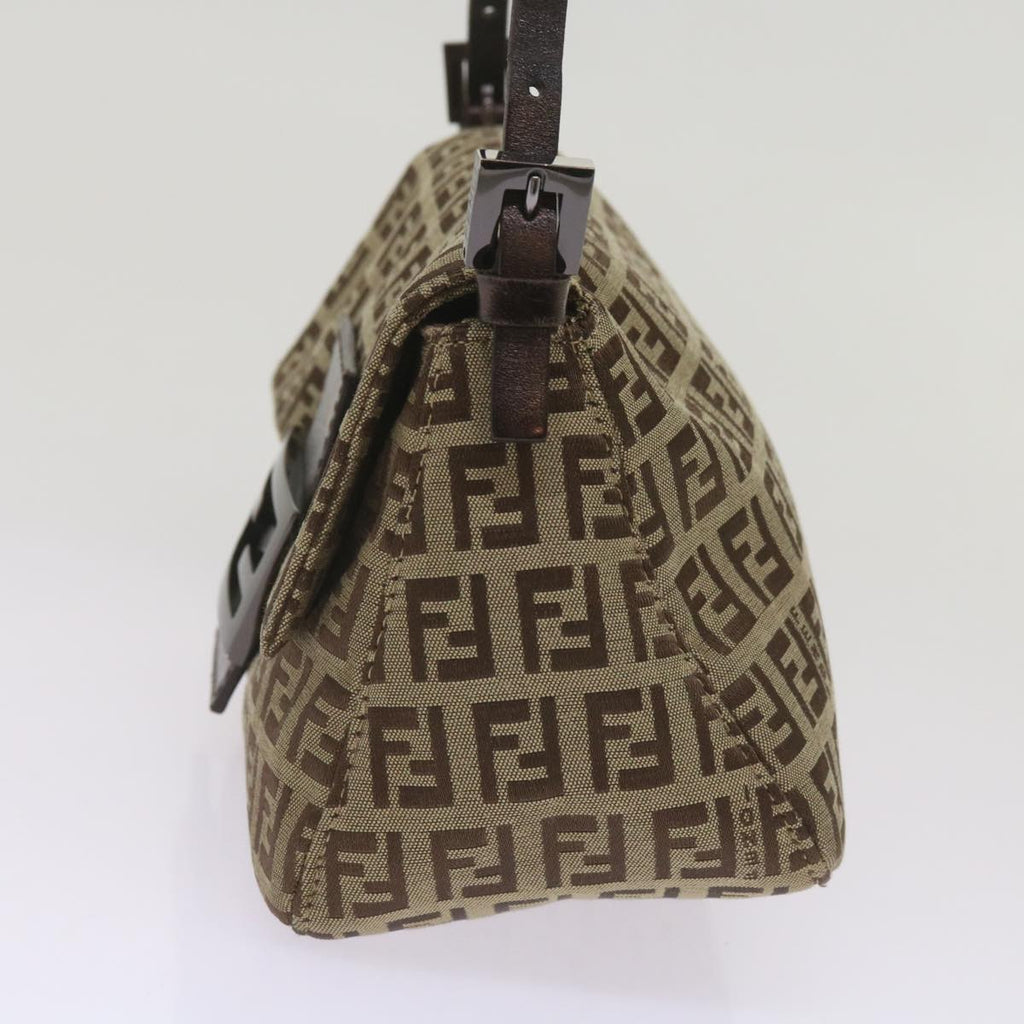 FENDI Zucchino Canvas Mamma Baguette Shoulder Bag Beige66042