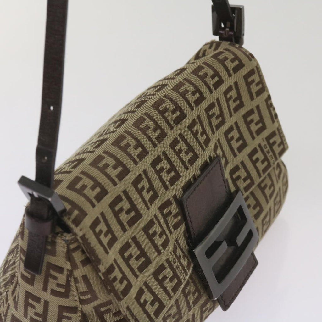 FENDI Zucchino Canvas Mamma Baguette Shoulder Bag Beige66042