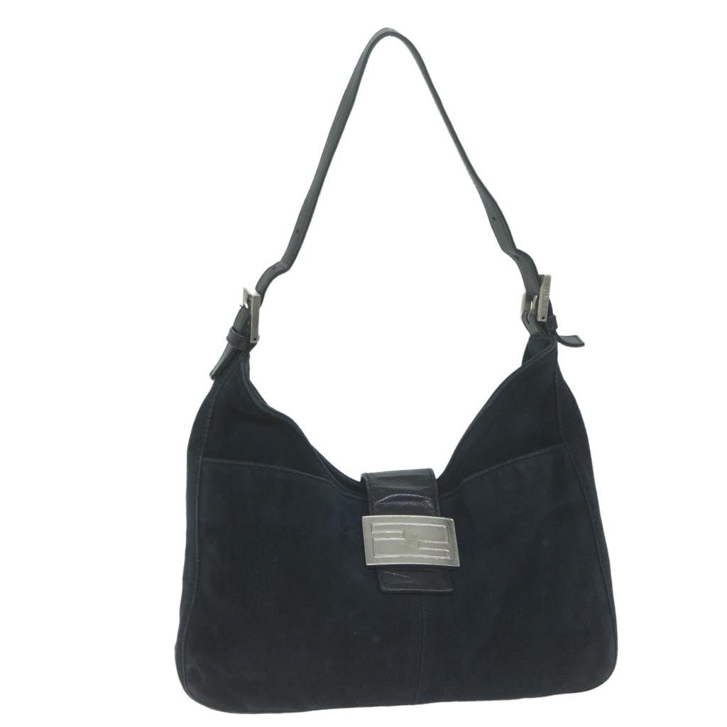 FENDI Mamma Baguette Shoulder Bag Suede Navy66049