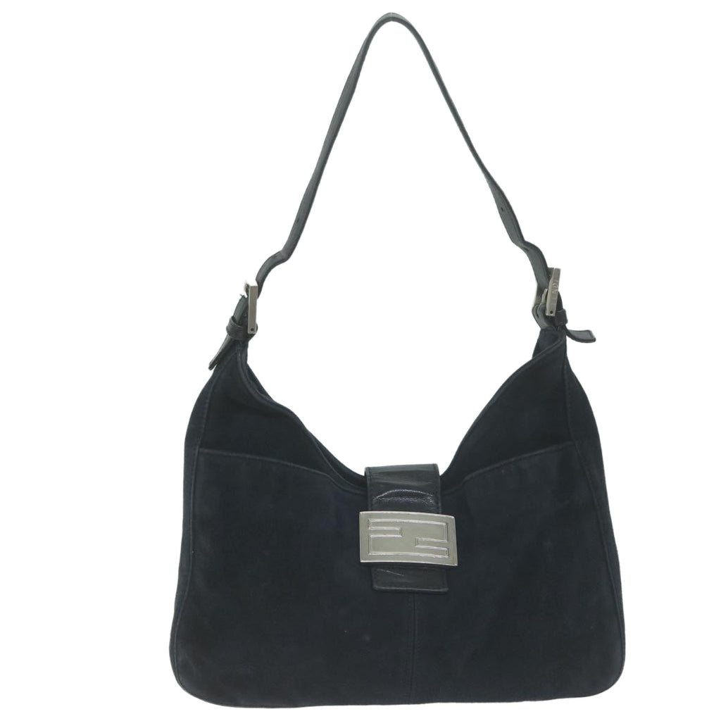 FENDI Mamma Baguette Shoulder Bag Suede Navy66049