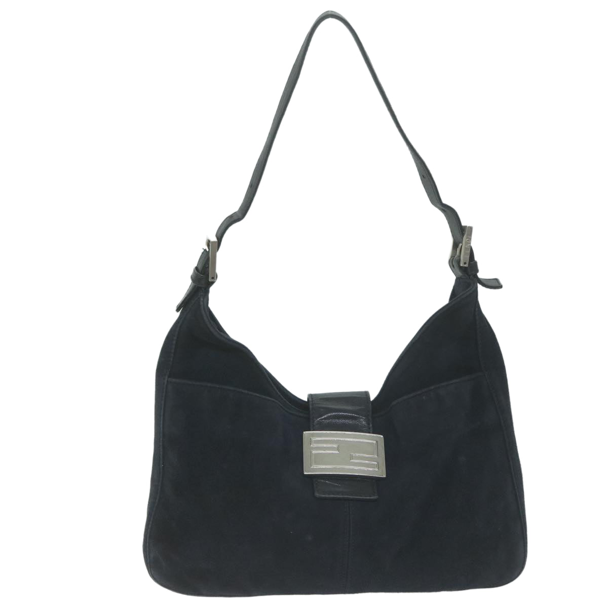 FENDI Mamma Baguette Shoulder Bag Suede Navy66049