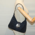 FENDI Mamma Baguette Shoulder Bag Suede Navy66049