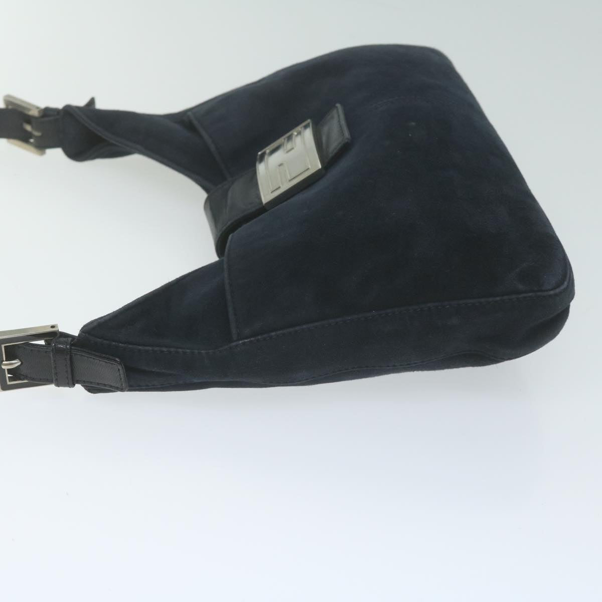 FENDI Mamma Baguette Shoulder Bag Suede Navy66049
