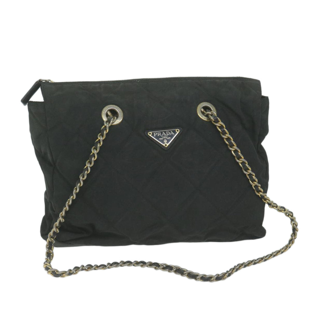 PRADA Quilted Chain Shoulder Bag Nylon Black  66057