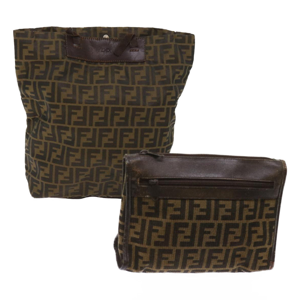 FENDI Zucca Canvas Clutch Bag 2Set Black Brown66087
