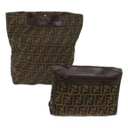 FENDI Zucca Canvas Clutch Bag 2Set Black Brown66087