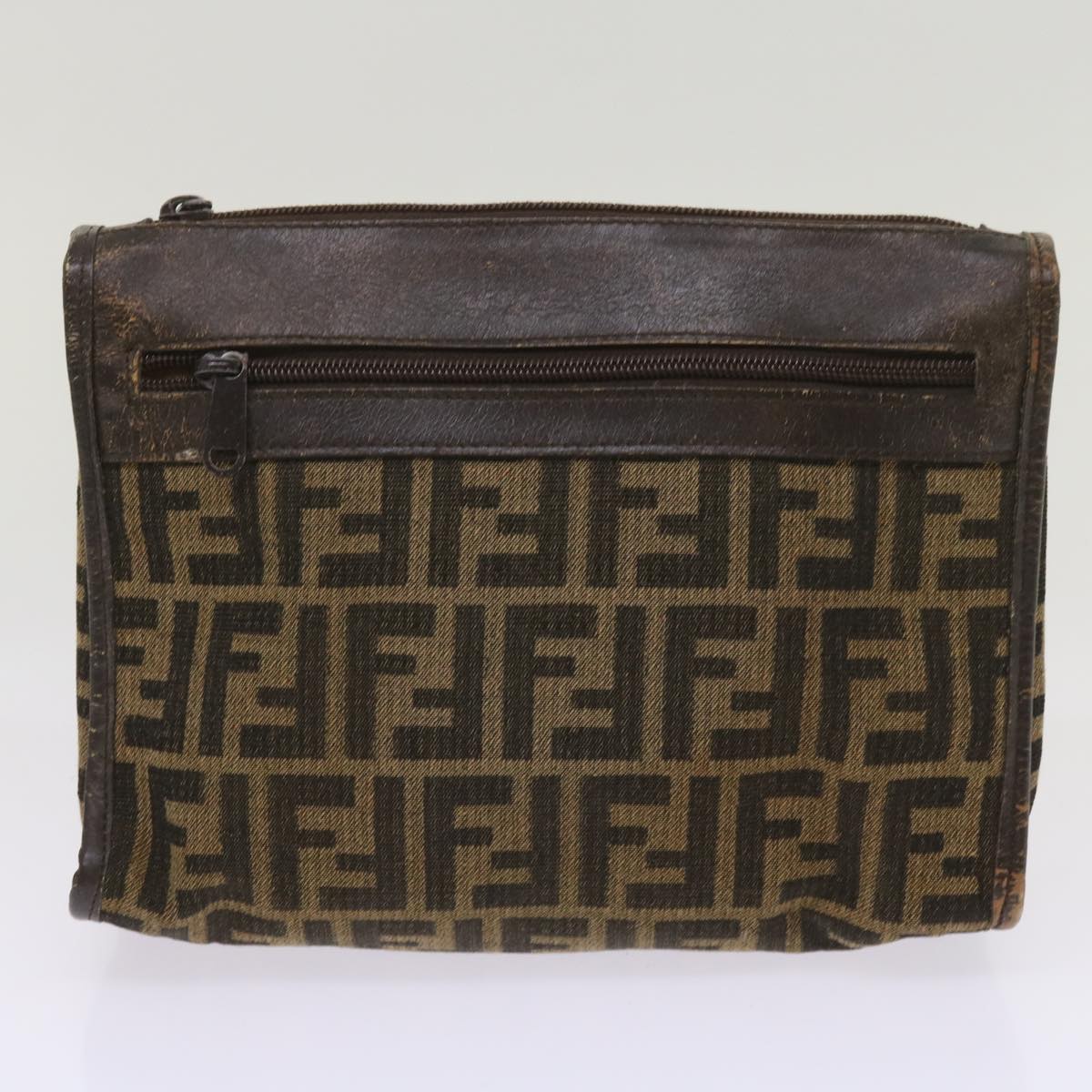 FENDI Zucca Canvas Clutch Bag 2Set Black Brown66087