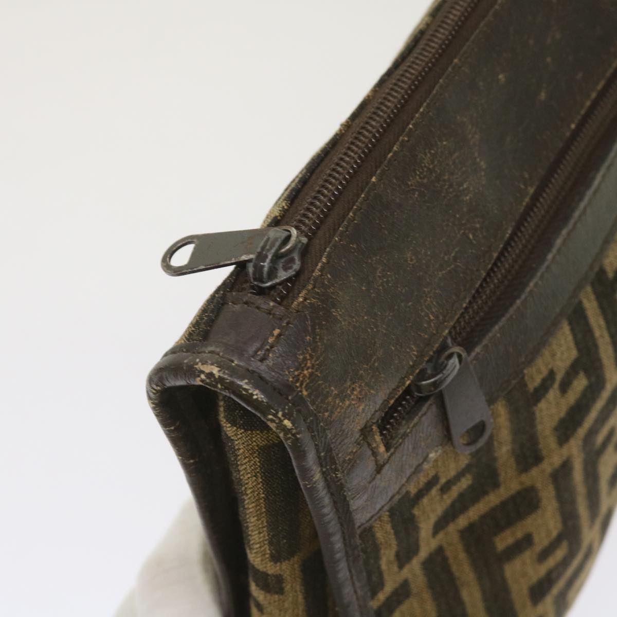 FENDI Zucca Canvas Clutch Bag 2Set Black Brown66087