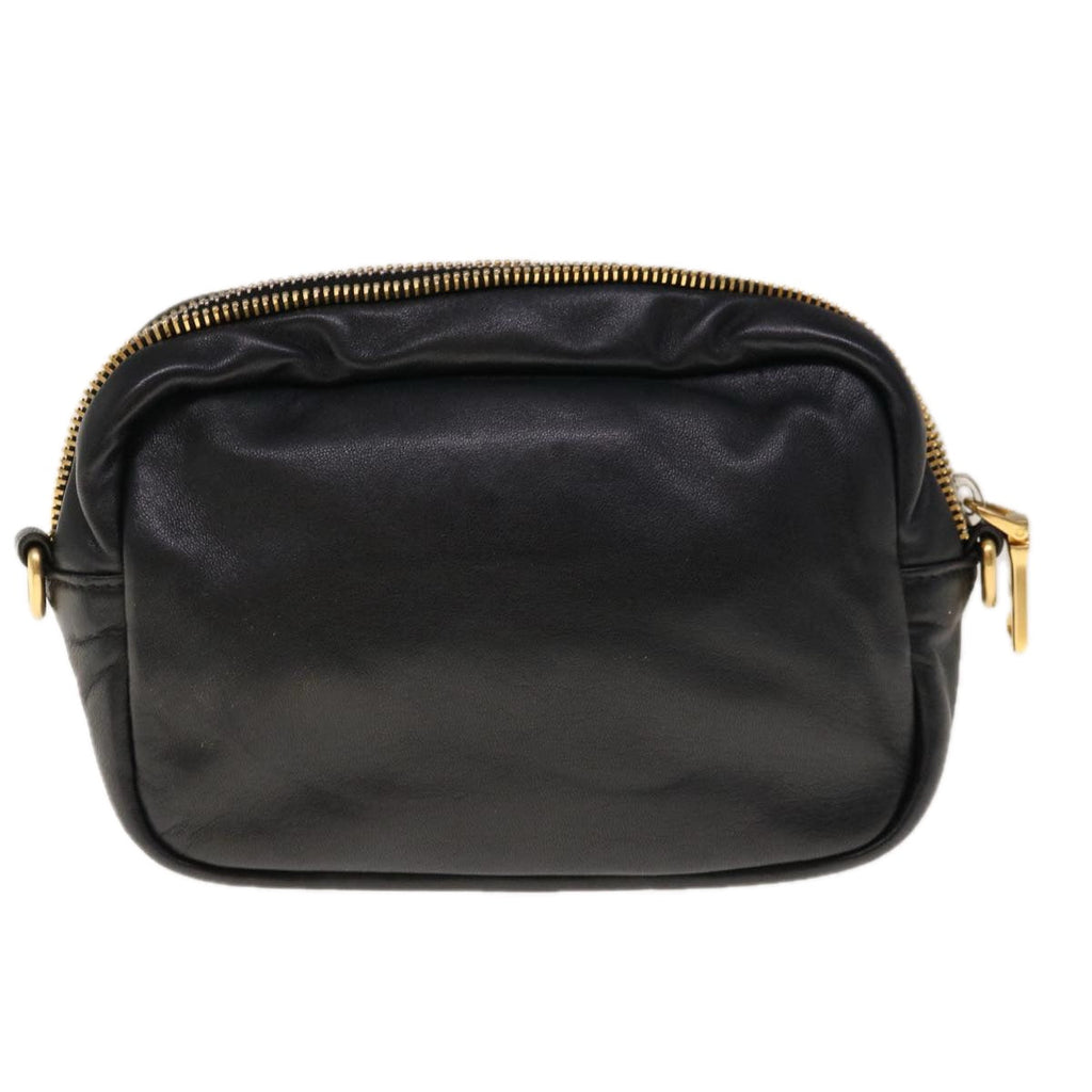 PRADA Ribbon Shoulder Bag Leather Black Pink  66114